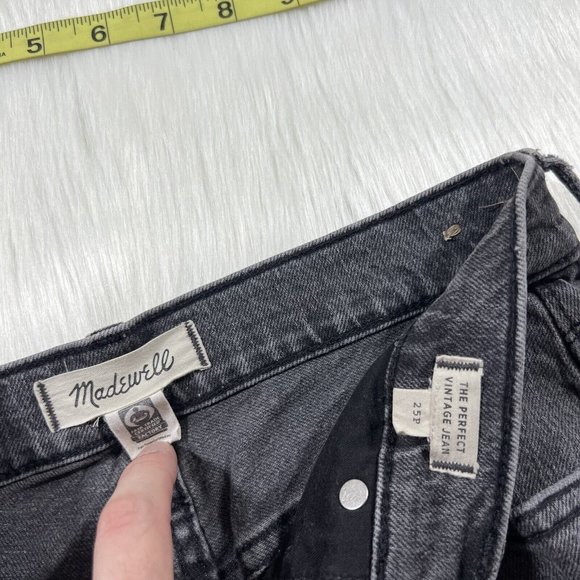 Madewell Size 25 Petite‎ Black Cosner Wash Perfect Vintage Denim Jeans NB058 - Picture 7 of 10